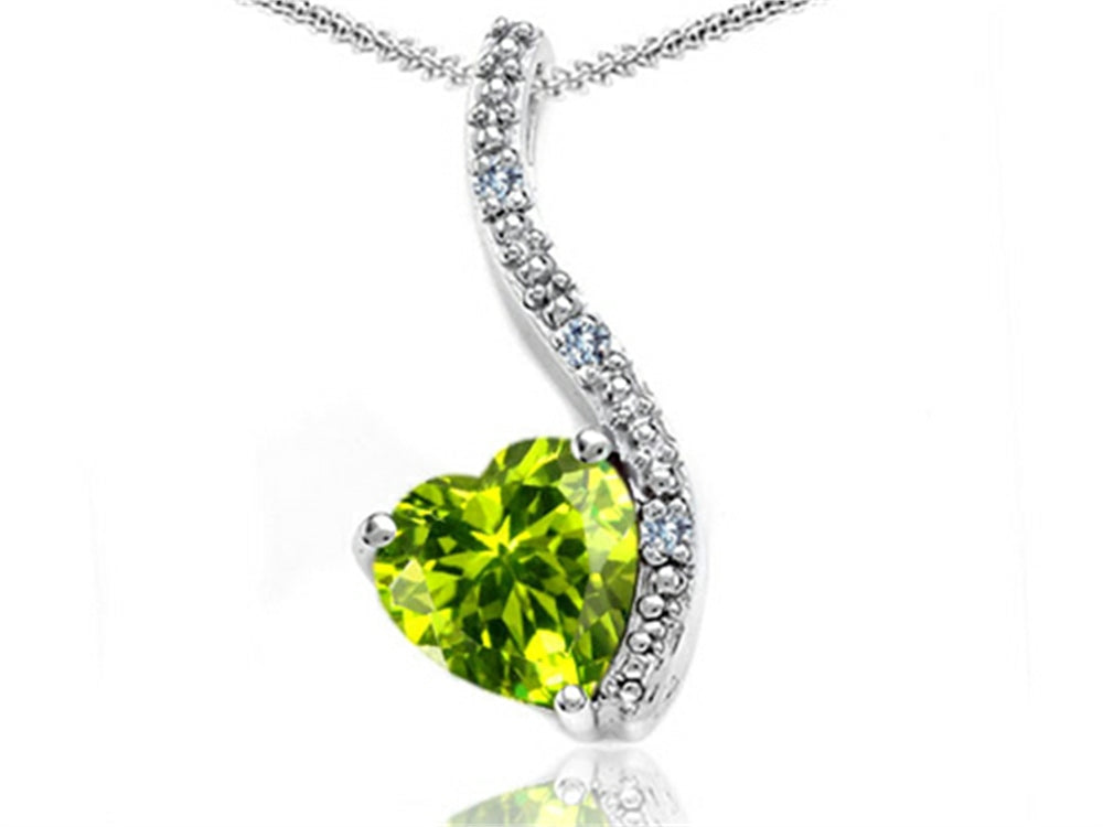 Tommaso Design™ Heart Shape 6mm Genuine Peridot Pendant Necklace