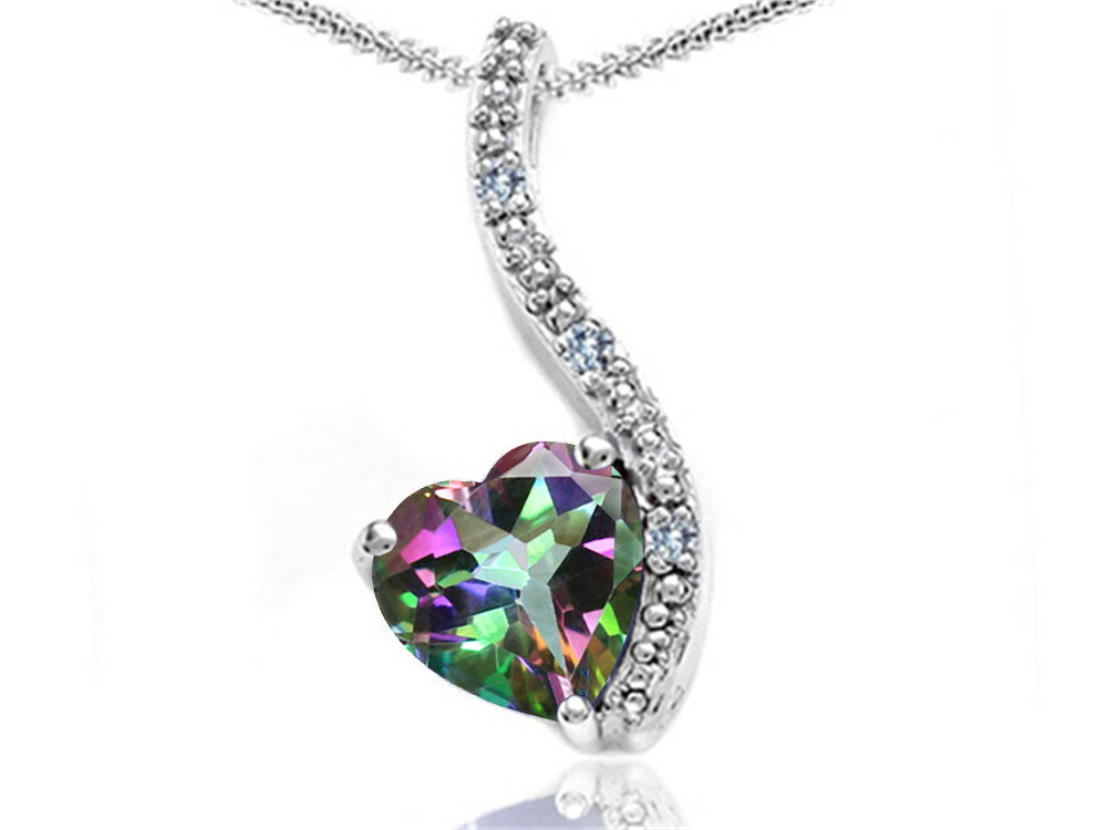 Tommaso Design™ Heart Shape 6mm Rainbow Mystic Topaz Pendant Necklace