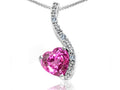 Tommaso Design™ Heart Shape 6mm Created Pink Sapphire Pendant Necklace