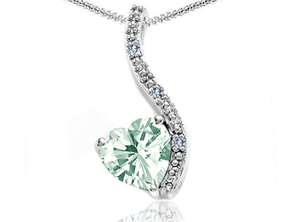 Tommaso Design™ Heart Shape 6mm Green Amethyst Pendant Necklace