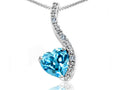 Tommaso Design™ Heart Shape 6mm Genuine Blue Topaz Pendant Necklace