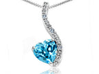 Tommaso Design™ Heart Shape 6mm Genuine Blue Topaz Pendant Necklace