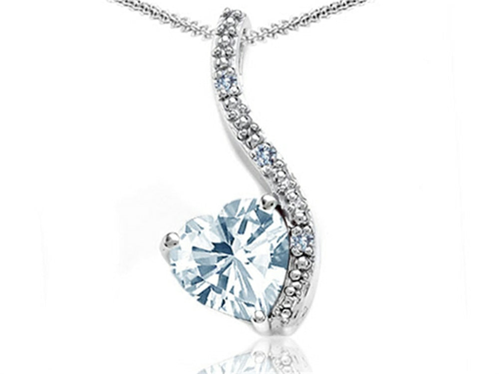 Tommaso Design™ Heart Shape 6mm Genuine Aquamarine Pendant Necklace