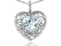 Tommaso Design™ Heart Shape 8mm Genuine Aquamarine Pendant Necklace