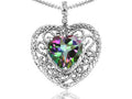 Tommaso Design™ Heart Shape 8mm Rainbow Mystic Topaz Pendant Necklace