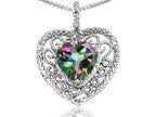 Tommaso Design™ Heart Shape 8mm Rainbow Mystic Topaz Pendant Necklace