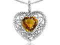 Tommaso Design™ Heart Shape 8mm Genuine Citrine Pendant Necklace