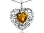 Tommaso Design™ Heart Shape 8mm Genuine Citrine Pendant Necklace
