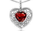 Tommaso Design™ Heart Shape 8mm Genuine Garnet Pendant Necklace