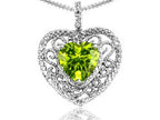 Tommaso Design™ Heart Shape 8mm Genuine Peridot Pendant Necklace