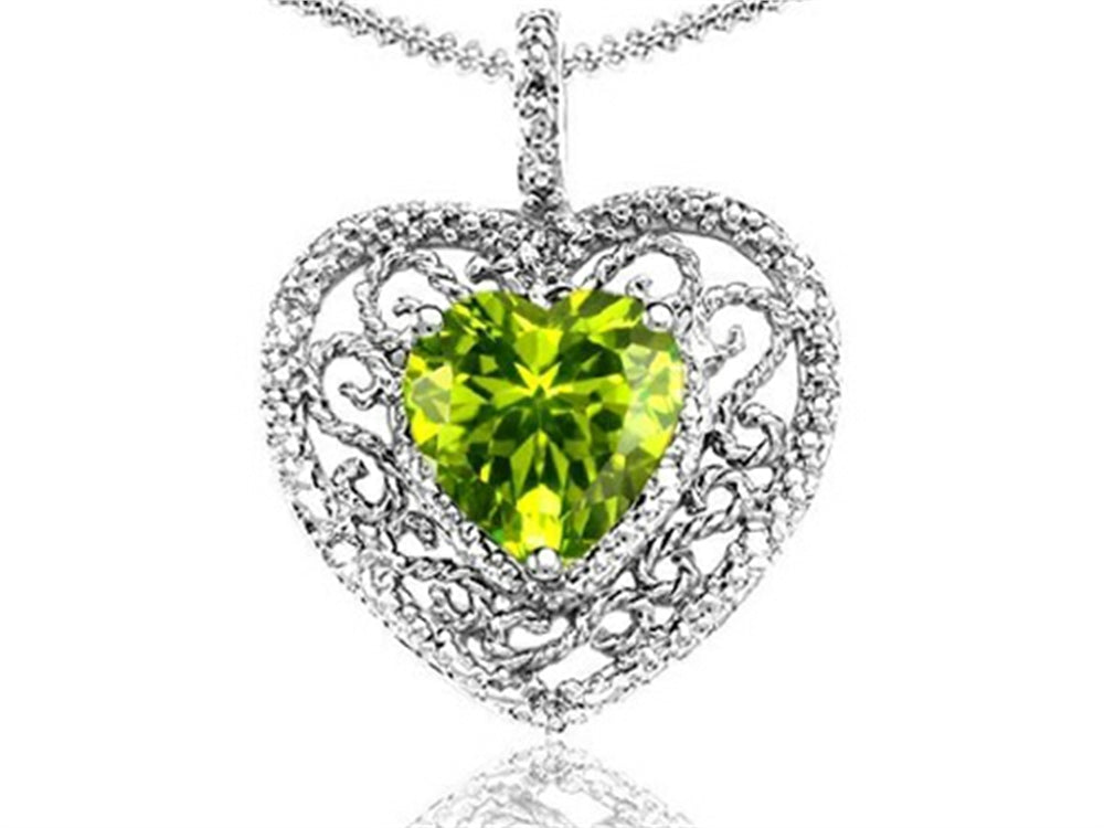 Tommaso Design™ Heart Shape 8mm Genuine Peridot Pendant Necklace