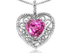 Tommaso Design™ Heart Shape 8mm Created Pink Sapphire Pendant Necklace