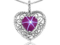 Tommaso Design™ Heart Shape 8mm Created Star Ruby Pendant Necklace