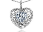 Tommaso Design™ Heart Shape 8mm Genuine White Topaz Pendant Necklace