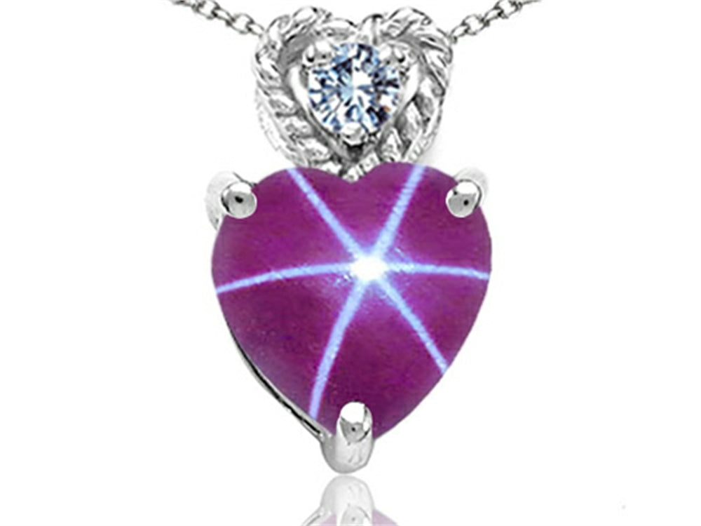 Tommaso Design™ 6mm Heart Shape Created Star Ruby Pendant Necklace
