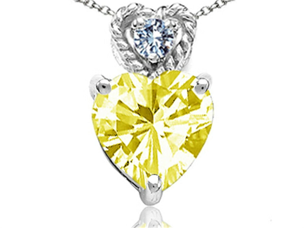 Tommaso Design™ 6mm Heart Shape Genuine Lemon Quartz Pendant Necklace