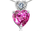 Tommaso Design™ 6mm Heart Shape Created Pink Sapphire Pendant Necklace