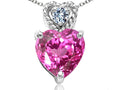 Tommaso Design™ 6mm Heart Shape Created Pink Sapphire Pendant Necklace