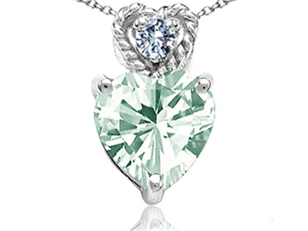 Tommaso Design™ 6mm Heart Shape Green Amethyst Pendant Necklace