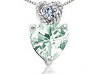 Tommaso Design™ 6mm Heart Shape Green Amethyst Pendant Necklace