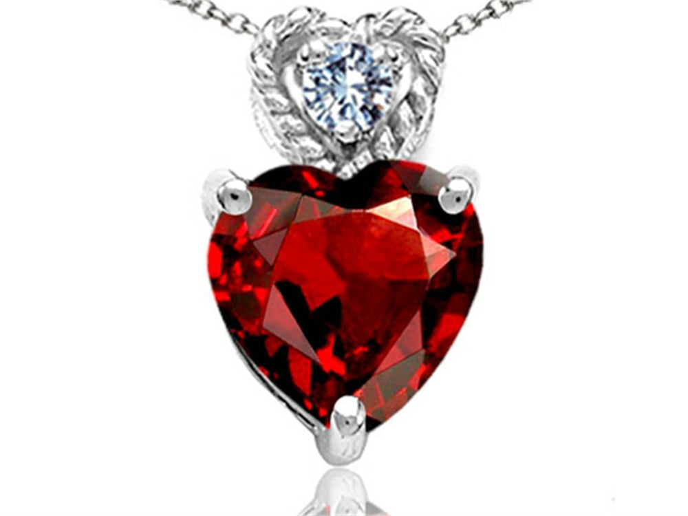 Tommaso Design™ 6mm Heart Shape Genuine Garnet Pendant Necklace
