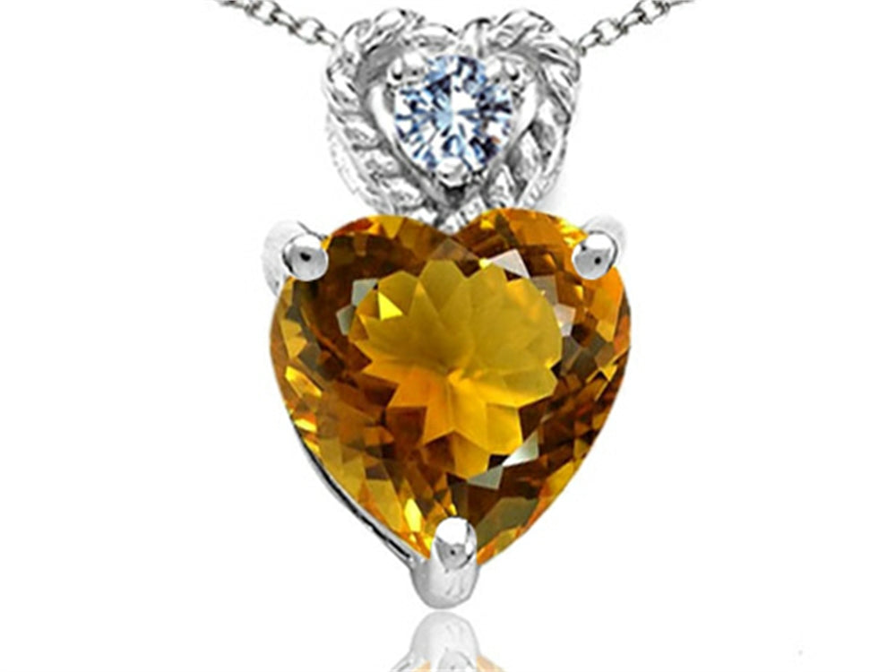 Tommaso Design™ 6mm Heart Shape Genuine Citrine Pendant Necklace