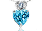 Tommaso Design™ 6mm Heart Shape Genuine Blue Topaz Pendant Necklace