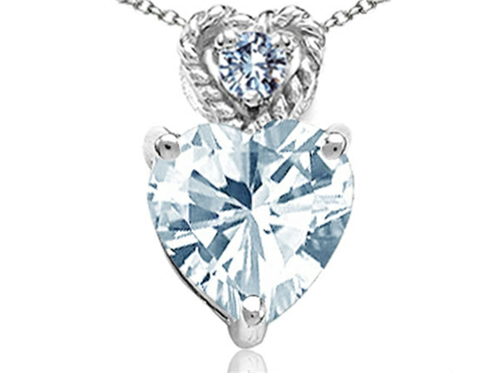 Tommaso Design™ 6mm Heart Shape Genuine Aquamarine Pendant Necklace