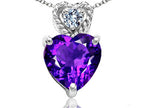 Tommaso Design™ 6mm Heart Shape Genuine Amethyst Pendant Necklace