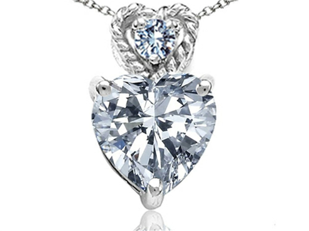Tommaso Design™ 6mm Heart Shape Genuine White Topaz Pendant Necklace
