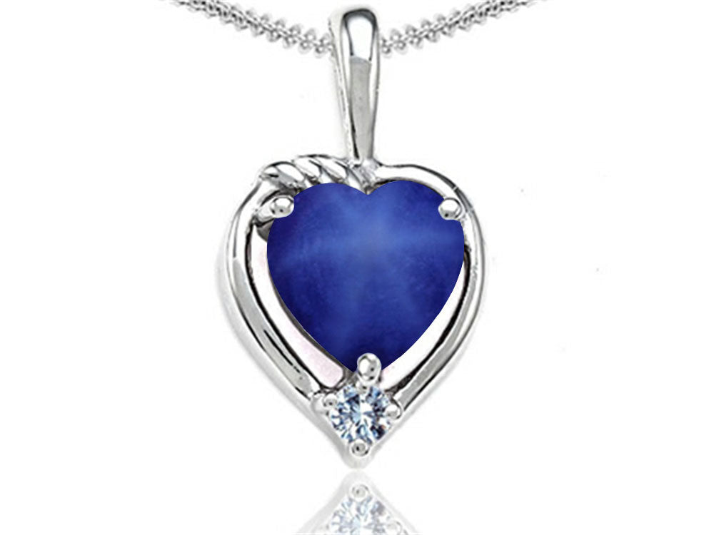 Tommaso Design™ Heart Shape Created Star Sapphire Pendant Necklace