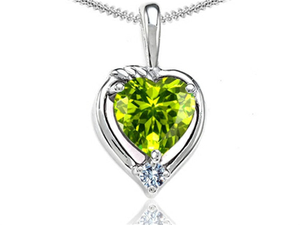 Tommaso Design™ Heart Shape Genuine Peridot Pendant Necklace