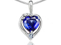 Tommaso Design™ Heart Shape Created Blue Sapphire Pendant Necklace