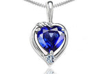 Tommaso Design™ Heart Shape Created Blue Sapphire Pendant Necklace