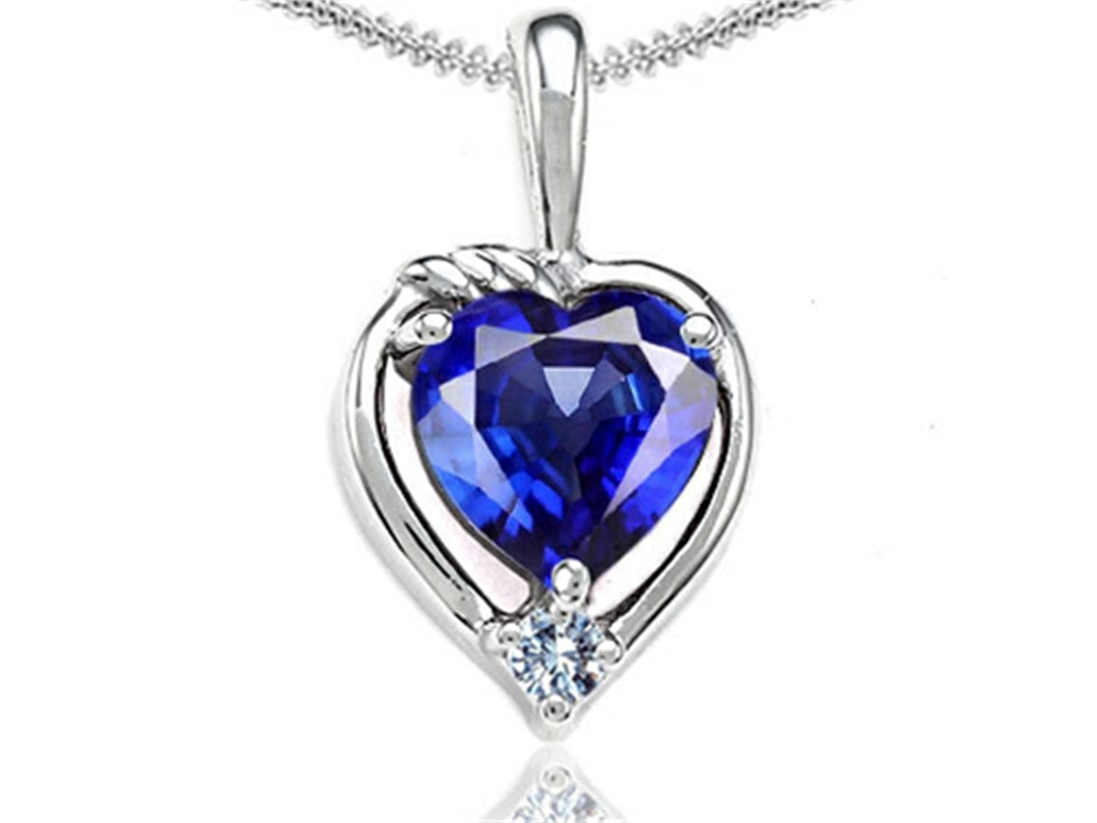 Tommaso Design™ Heart Shape Created Blue Sapphire Pendant Necklace
