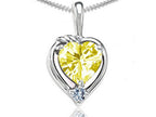 Tommaso Design™ Heart Shape Genuine Lemon Quartz Pendant Necklace