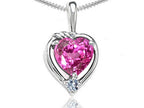 Tommaso Design™ Heart Shape Created Pink Sapphire Pendant Necklace