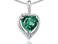 Tommaso Design™ Heart Shape Simulated Emerald Pendant Necklace