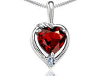 Tommaso Design™ Heart Shape Genuine Garnet Pendant Necklace