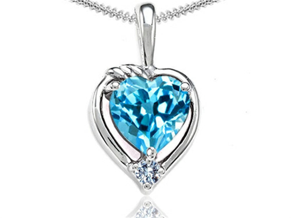 Tommaso Design™ Heart Shape Genuine Blue Topaz Pendant Necklace