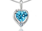 Tommaso Design™ Heart Shape Genuine Blue Topaz Pendant Necklace