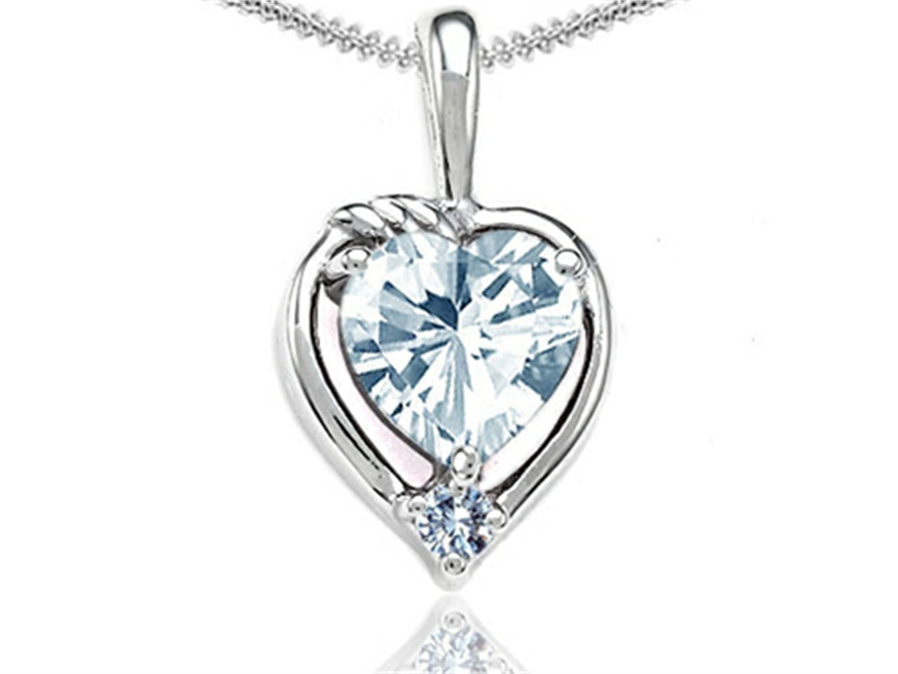 Tommaso Design™ Heart Shape Genuine Aquamarine Pendant Necklace