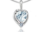 Tommaso Design™ Heart Shape Genuine Aquamarine Pendant Necklace