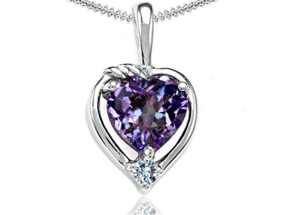 Tommaso Design™ Heart Shape Simulated Alexandrite Pendant Necklace