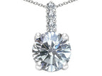 Tommaso Design™ Genuine Round White Topaz Pendant Necklace