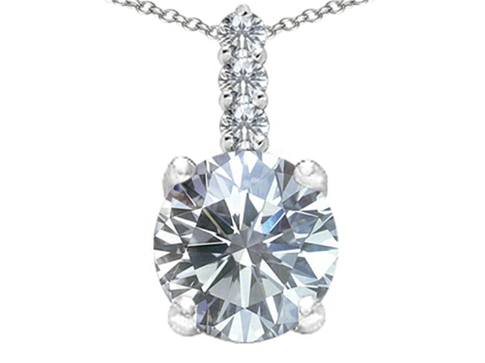 Tommaso Design™ Genuine Round White Topaz Pendant Necklace
