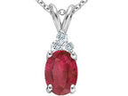Tommaso Design™ Genuine Oval 8x6 Ruby and Diamond Pendant Necklace