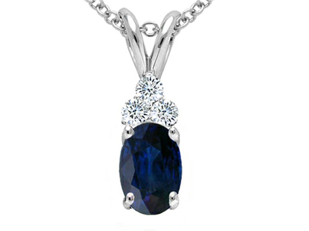Tommaso Design™ Oval Genuine Sapphire Pendant Necklace