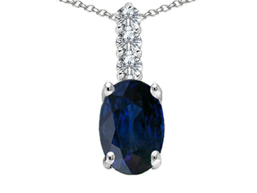 Tommaso Design™ Genuine Oval Sapphire and Diamond Pendant Necklace