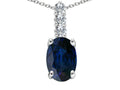 Tommaso Design™ Genuine Oval Sapphire and Diamond Pendant Necklace